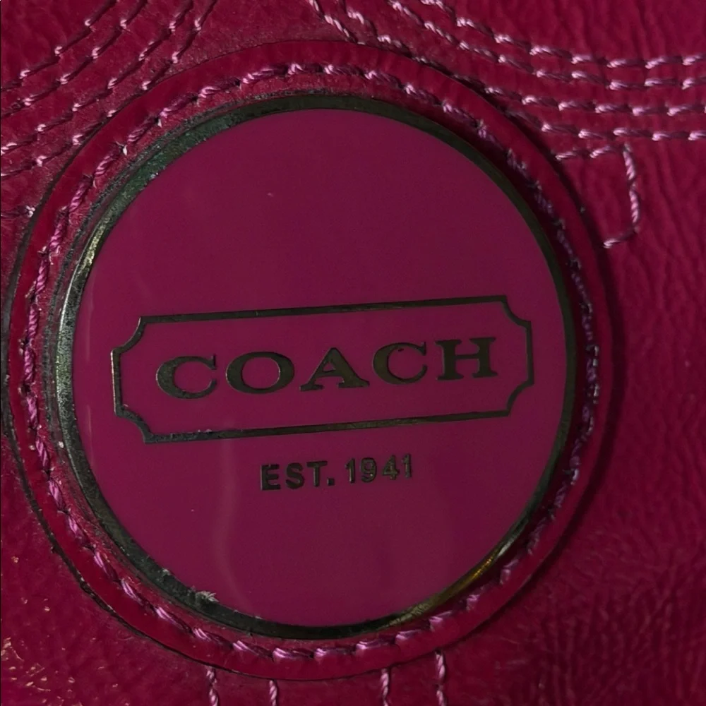 COACH Signature Berry Pink Patent Leather Tote Bag - Picture 8 of 16